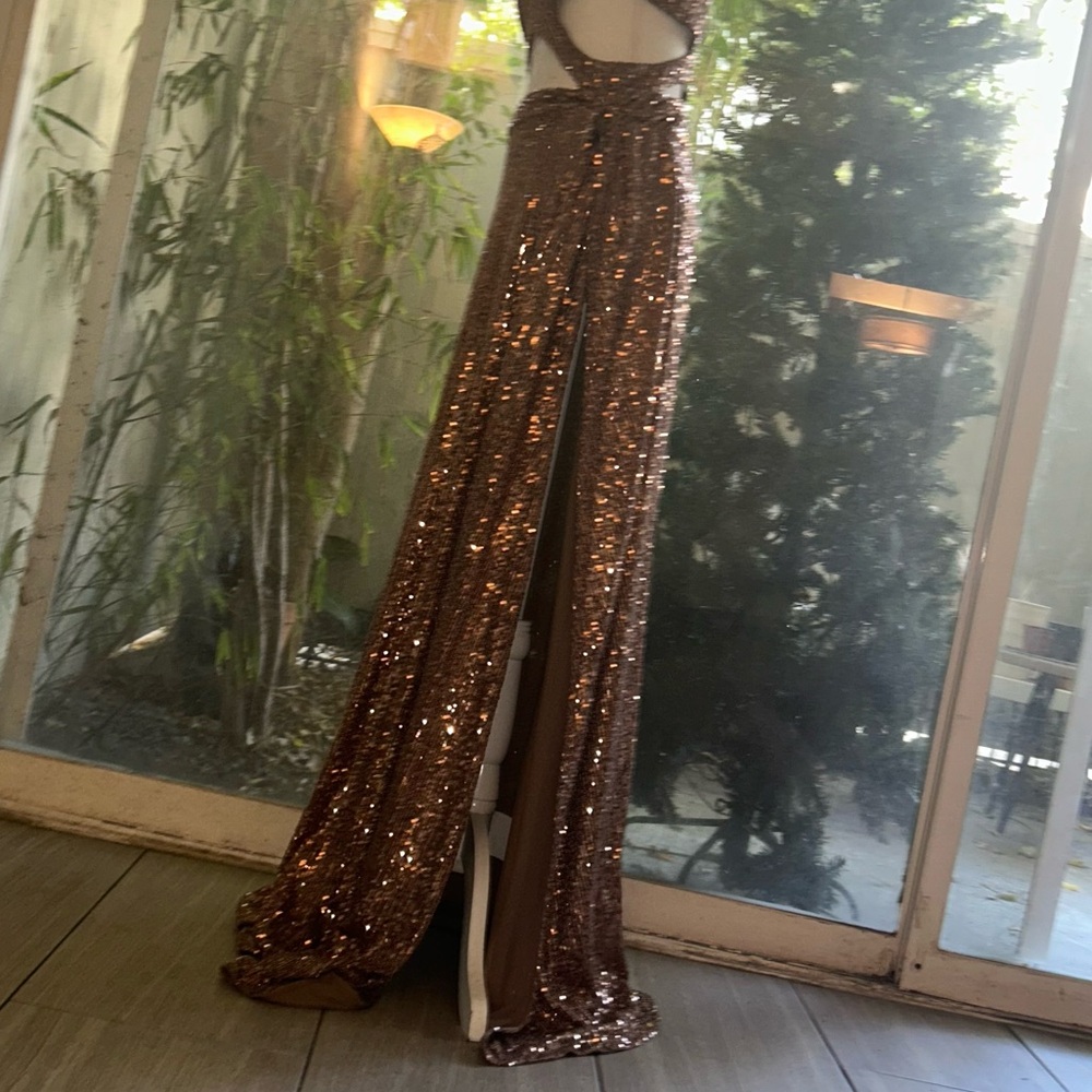 Fashion Nova Bronze Sequin Maxi Dress - Picture 5 of 12
